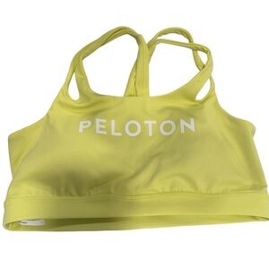 Peloton Yellow Spell Out Graphic Sports Bra, Size Large